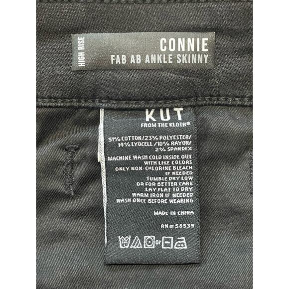 Kut from the Kloth Connie Fab Ab Ankle Skinny Jeans Women's 10 Raw Hem Black - Picture 4 of 9